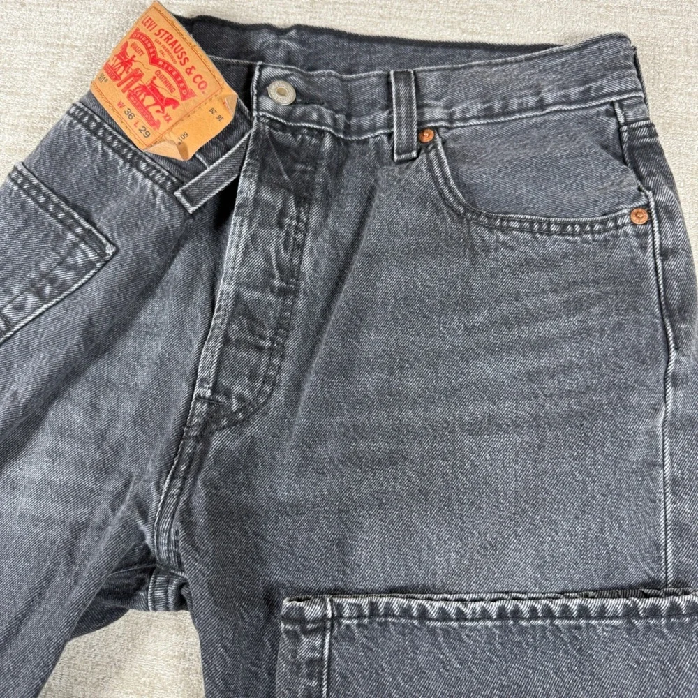 Levi's 501 Original Fit Jeans Mens 36/29 Black Straight Leg Denim 00501-3370